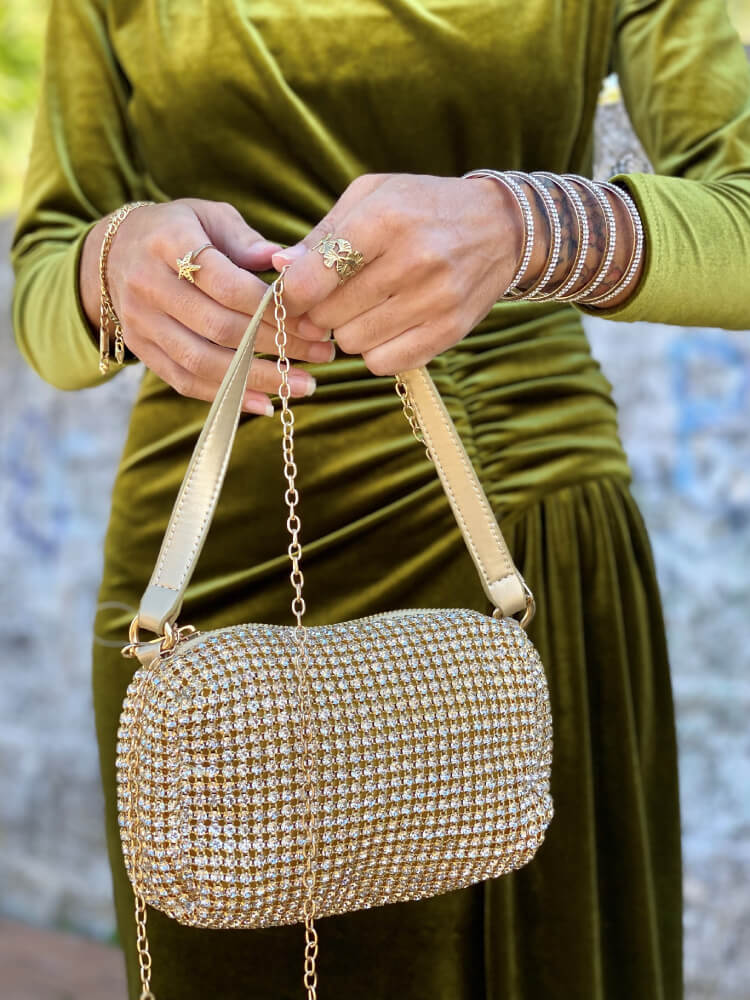 Bolso Dorado de Brillantitos