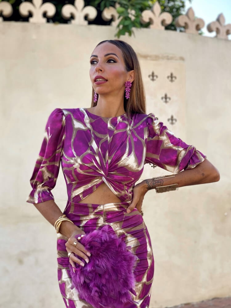 Vestido de seda morado