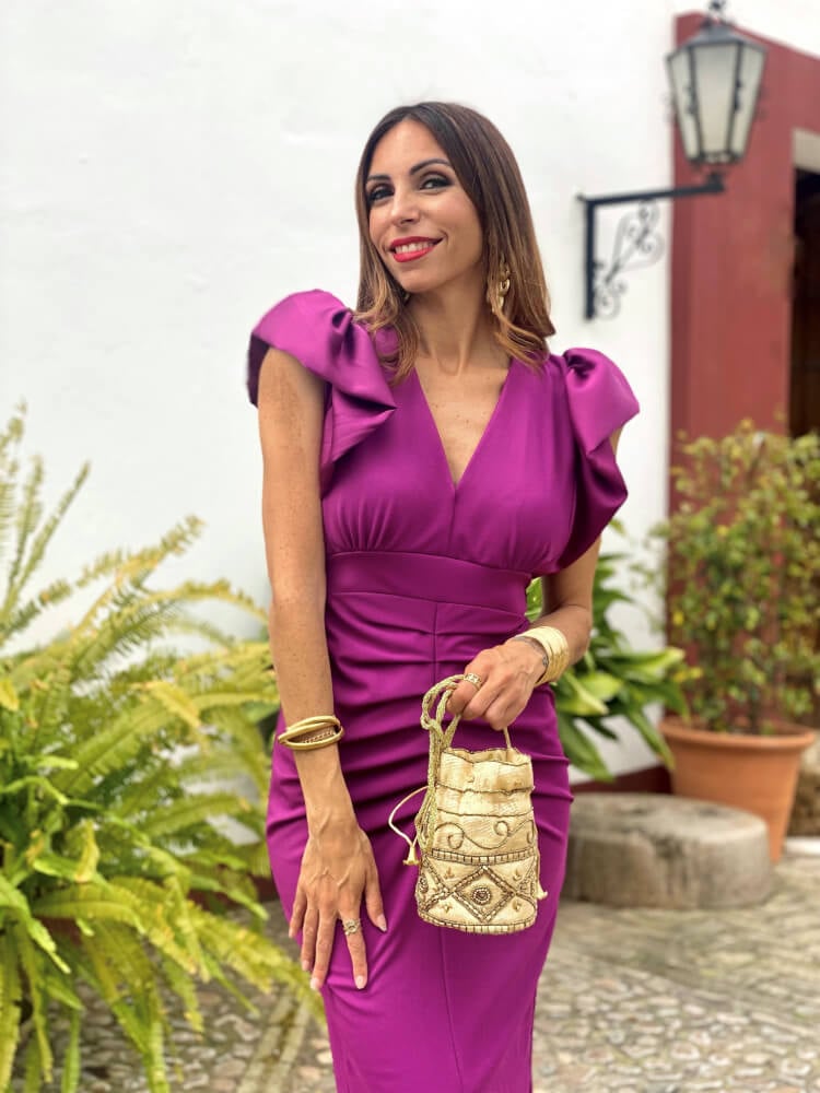 Vestido en color buganvilla de fiesta de día