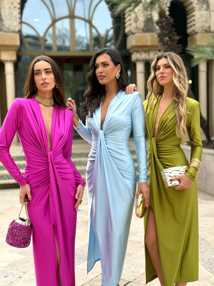 Vestido Rosa De Manga Larga