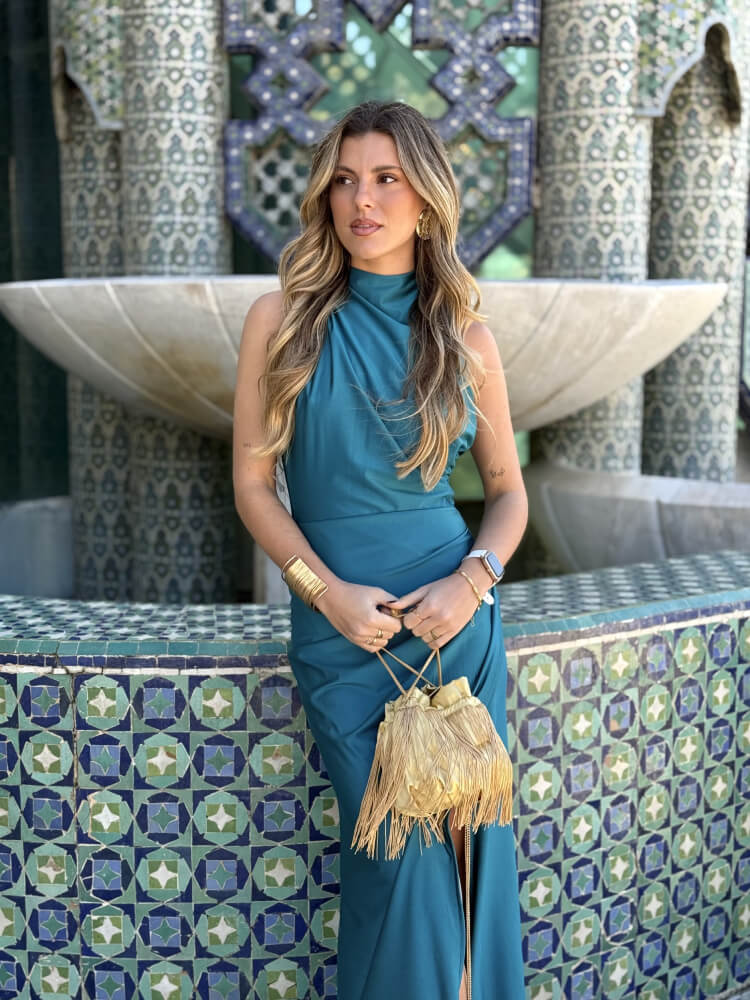 Vestido Azul Satinado