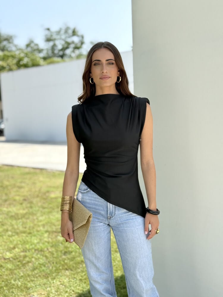 Top Negro Licra Fría