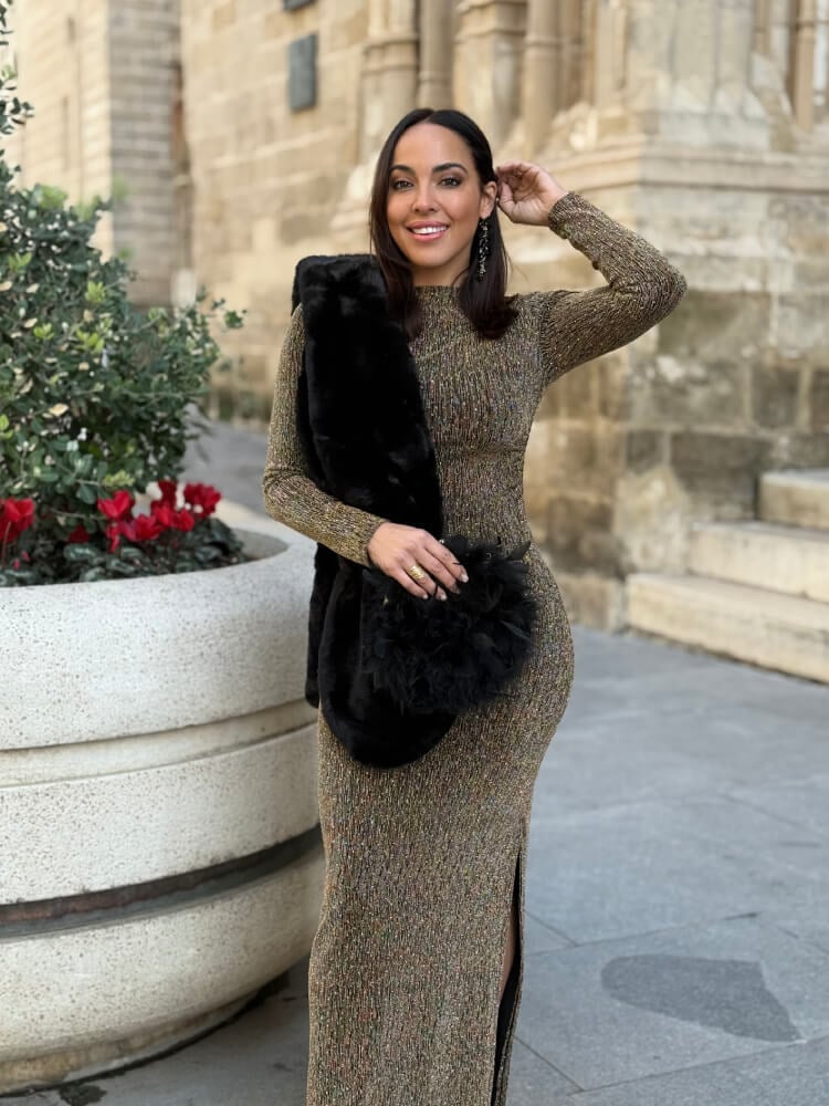 Vestido Plateado Glitter Ajustado