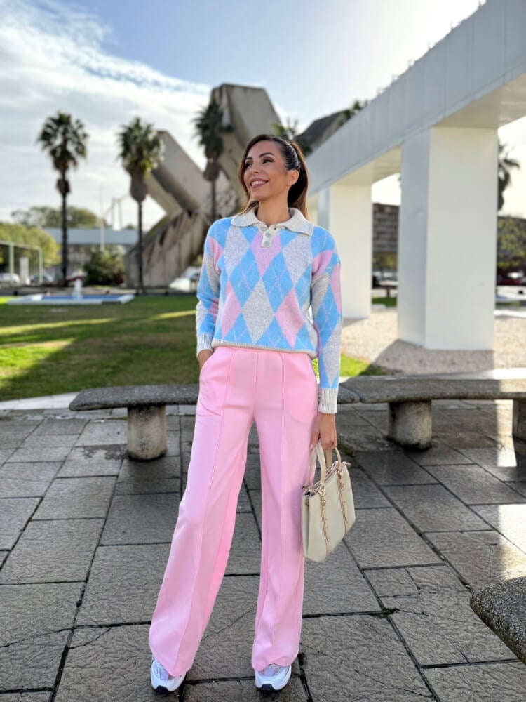Pantalón Chándal Rosa Tejido Natural