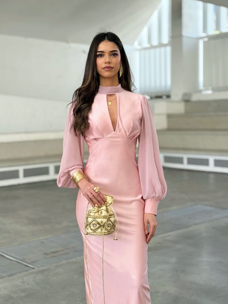 Vestido Rosa Claro Licra Fria