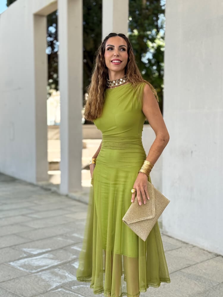 Vestido verde aceituna