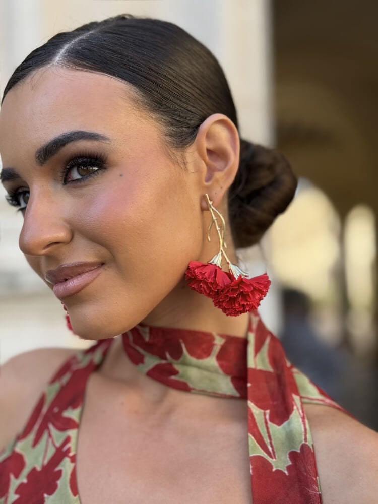 Pendientes Clavelia rojos