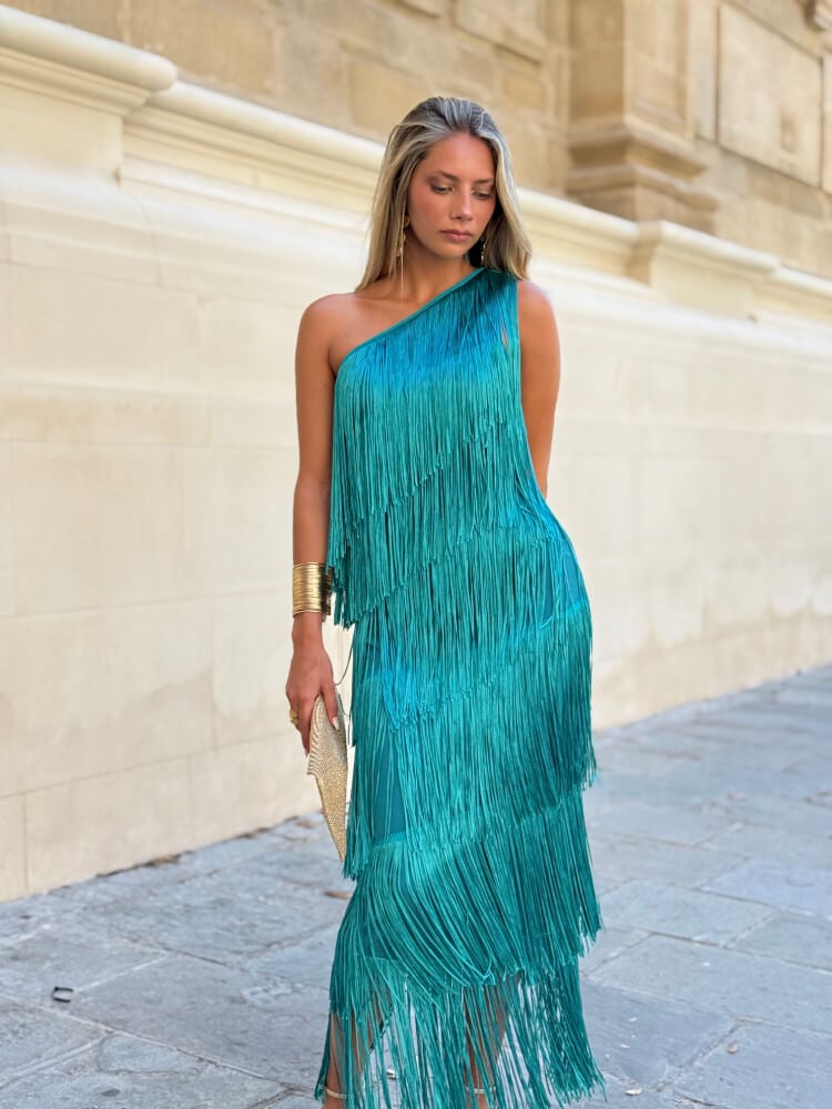 Vestido verde agua de invitada