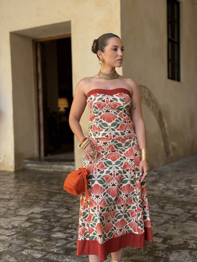 onjunto top y falda estampado floral