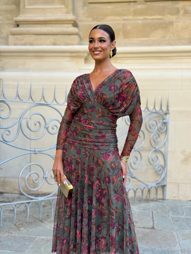 Vestido en tul drapeado
